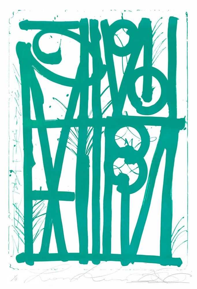 RETNA, ‘Ludavico & Ludovico (Turquoise)’, 2018, Print, Lithograph on Stone 1 color printed with Marinoni press lithographic and hand cut, Print Them All, Numbered, Dated