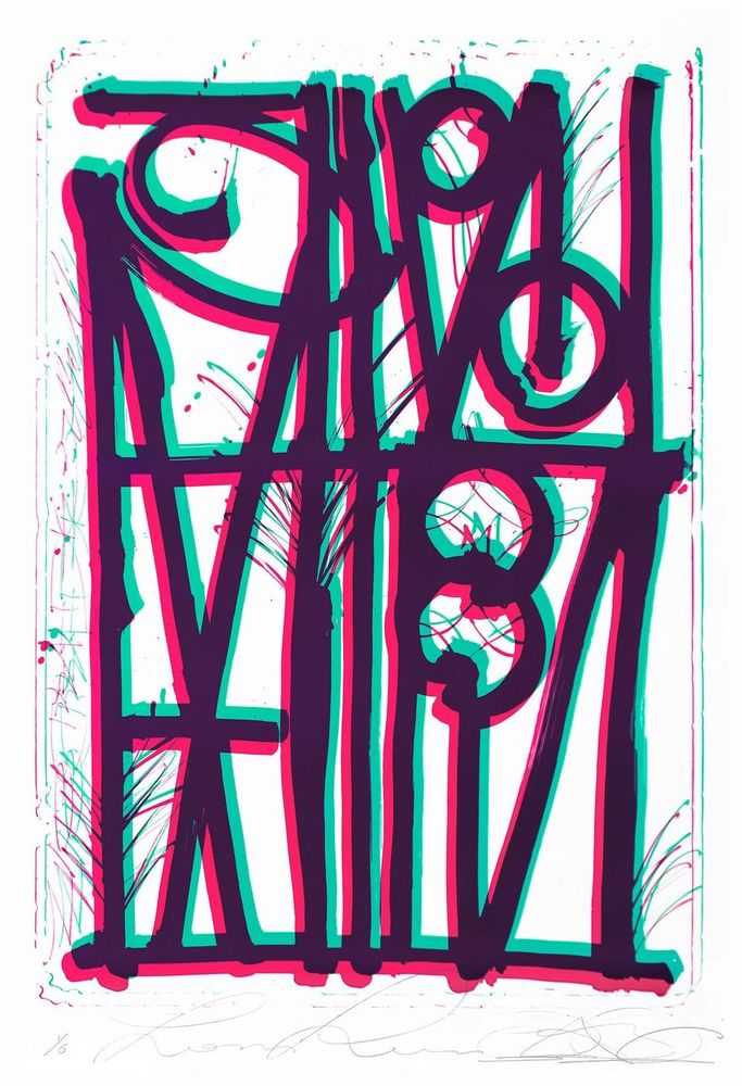 RETNA, ‘Ludavico & Ludovico (Turquoise & Pink)’, 2018, Print, Lithograph on Stone 2 colors printed with Marinoni press lithographic and hand cut., Print Them All, Numbered, Dated