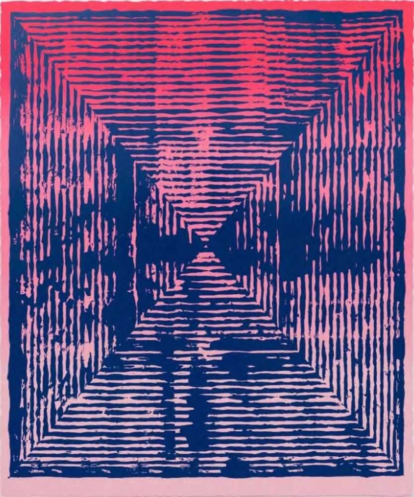 Revok, ‘Loop_Magenta_Umarine_2a’, 19-11-2019, Print, 3-colour, serigraph with fluorescent split fountain on 160lb Mohawk Superfine Ultra white Cover with UltraGloss Spot UV, Louis Buhl & Co, Numbered