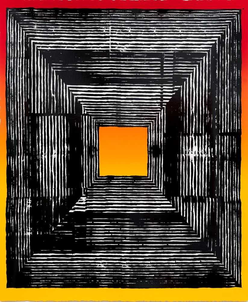 Revok, ‘Loop_Painting_Hollow_1’, 29-07-2018, Print, 3-colour, serigraph with fluorescent split fountain on 160lb Mohawk Superfine Ultra white Cover with Ultra Gloss Spot UV, Louis Buhl & Co, Numbered