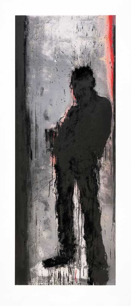 Richard Hambleton, ‘Standing Shadowman Black and Silver’, 2021, Print, Seven colour silkscreen on torn edged Somerset Satin 410gsm, Castle Fine Art, Numbered