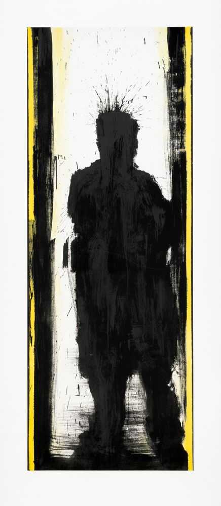 Richard Hambleton, ‘Standing Shadowman Black and Yellow’, 2021, Print, Seven colour silkscreen on torn edged Somerset Satin 410gsm, Castle Fine Art, Numbered