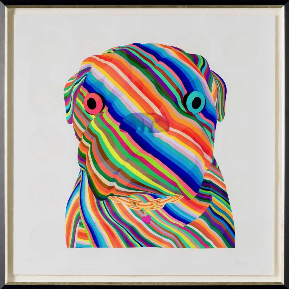 Richard Levine, ‘Puggy Love’, 2024, Print, Giclee and Silkscreen on Paper, Castle Fine Art, Numbered, Framed