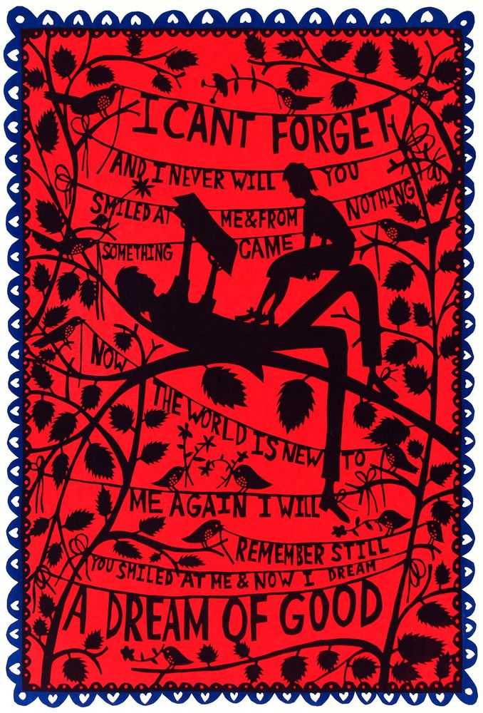 Rob Ryan, ‘I Can't Forget (Navy - Raspberry)’, 2011, Print, Two colour screenprint in red and navy blue., null, Numbered