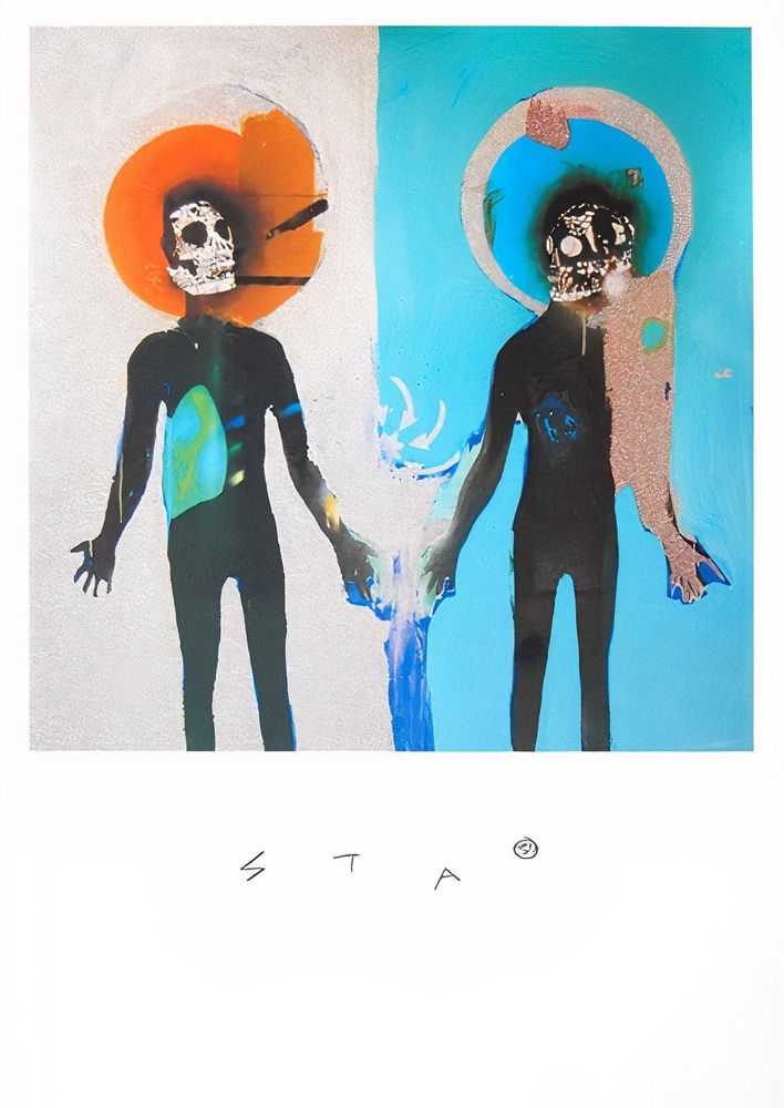 Robert Del Naja, ‘Splitting The Atom (Silver Glitter)’, 2010, Print, Pigment print with screenprinted orange glitter, Pictures on Walls, Numbered