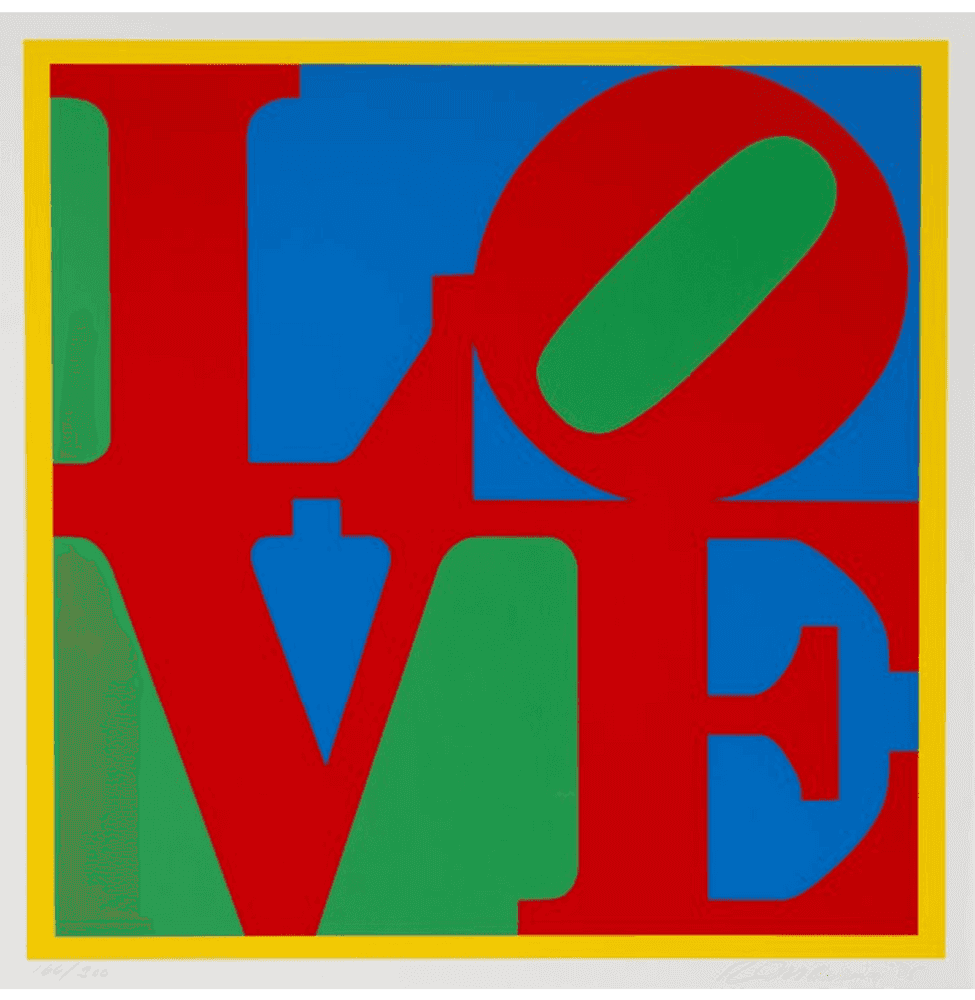 Robert Indiana, ‘Heliotherapy Love’, 1995, Print, Screenprint in colours on museum board, Donald J. Christal, Numbered, Dated