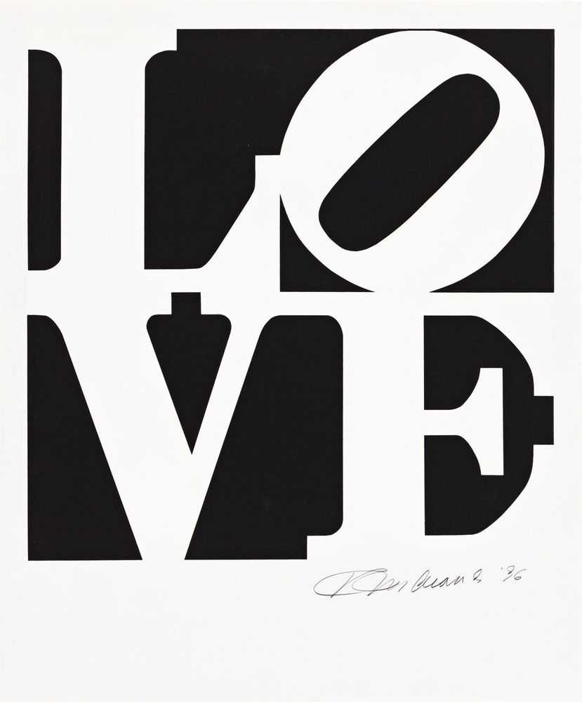 Robert Indiana, ‘The Book of Love (Black and White)’, 1996, Print, Colour serigraph on ANW Crestwood Museum Edition paper, American Image Editions, Numbered