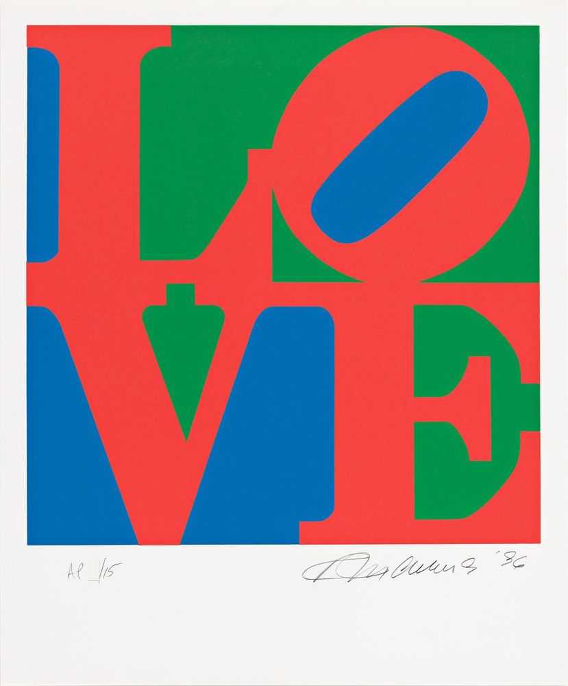 Robert Indiana, ‘The Book of Love (Blue, Red and Green)’, 1996, Print, Colour serigraph on ANW Crestwood Museum Edition paper, American Image Editions, Numbered