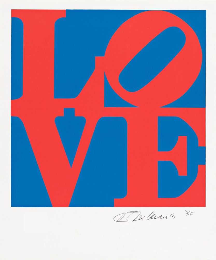 Robert Indiana, ‘The Book of Love (Blue and Red)’, 1996, Print, Colour serigraph on ANW Crestwood Museum Edition paper, American Image Editions, Numbered