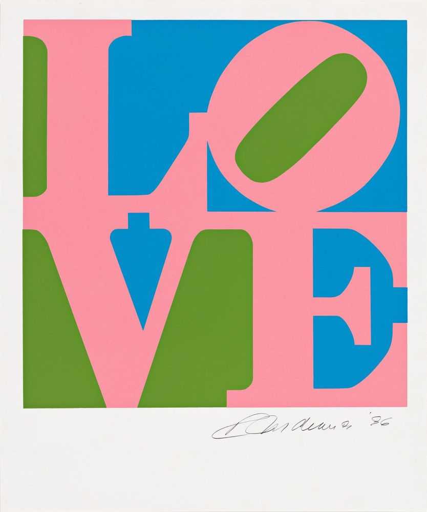 Robert Indiana, ‘The Book of Love (Green, Pink, and Blue)’, 1996, Print, Colour serigraph on ANW Crestwood Museum Edition paper, American Image Editions, Numbered