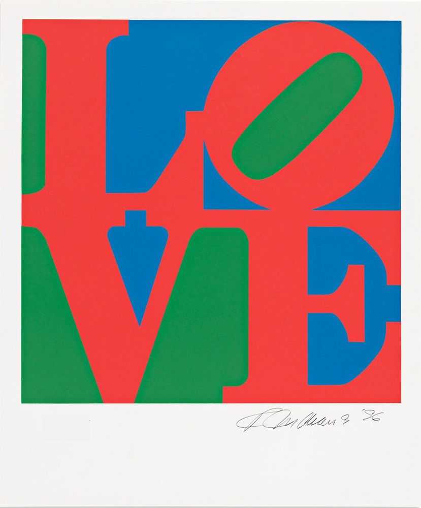 Robert Indiana, ‘The Book of Love (Green, Red and Blue)’, 1996, Print, Colour serigraph on ANW Crestwood Museum Edition paper, American Image Editions, Numbered