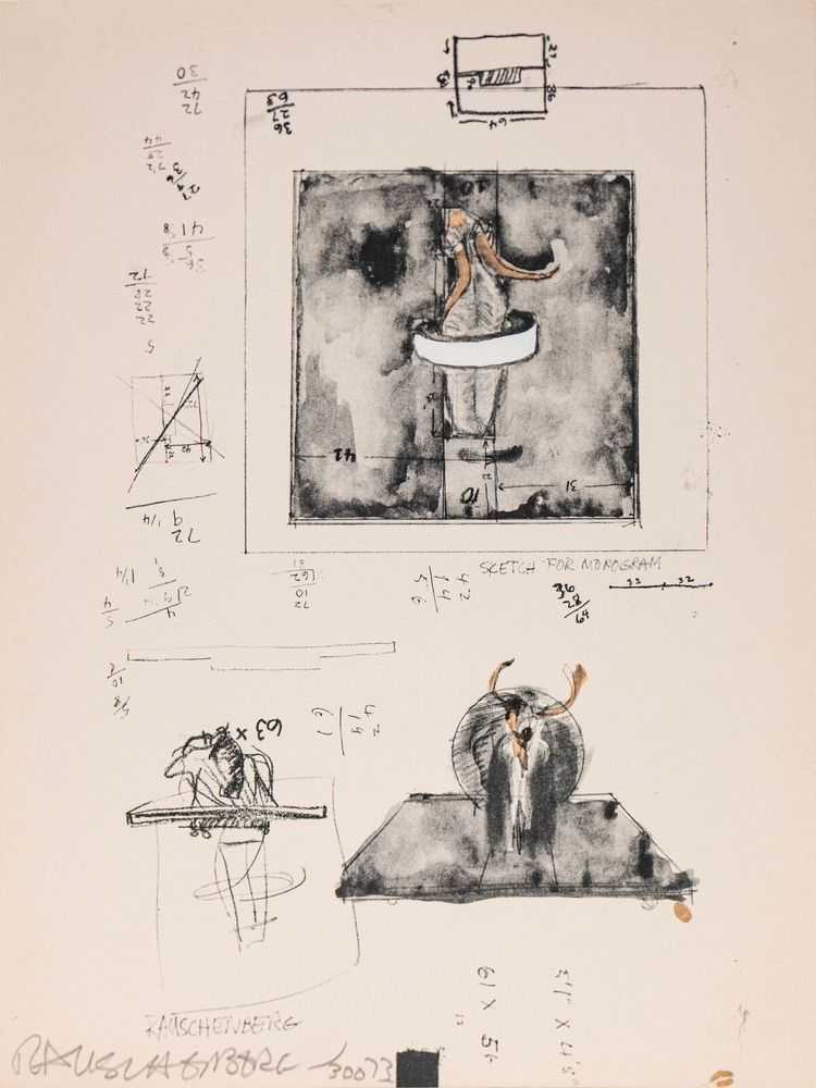 Robert Rauschenberg, ‘Sketch for Monogram’, 1973, Print, Screenprint and lithograph in colors, on rag paper, Published by Experiments in Art and Technology, Inc., New York, Numbered, Dated