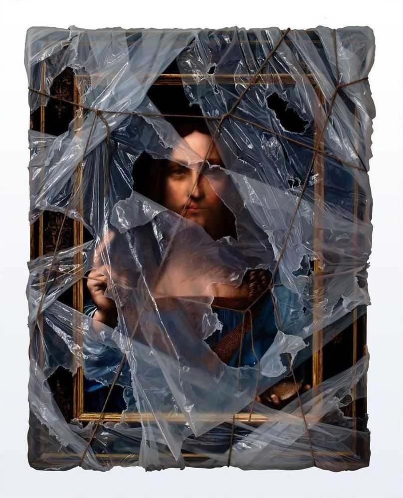Robin Eley, ‘Salvador Mundi (wrapped)’, 2021, Print, Acrylic and archival ink on Moab Entrada 300, Self Released, Numbered, Handfinished