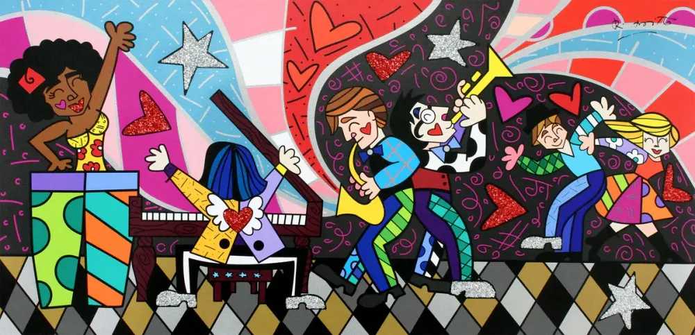 Romero Britto, ‘All that Jazz’, 2022, Print, Digital print on canvas with BRITTO®️ Diamond Dust hand embellishments, BRITTO®️ Studios, Handfinished