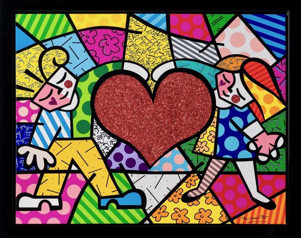 Romero Britto, ‘Big Heart (Hand-Embellished)’, 2024, Print, Fine Art Print, Castle Fine Art, Numbered, Framed