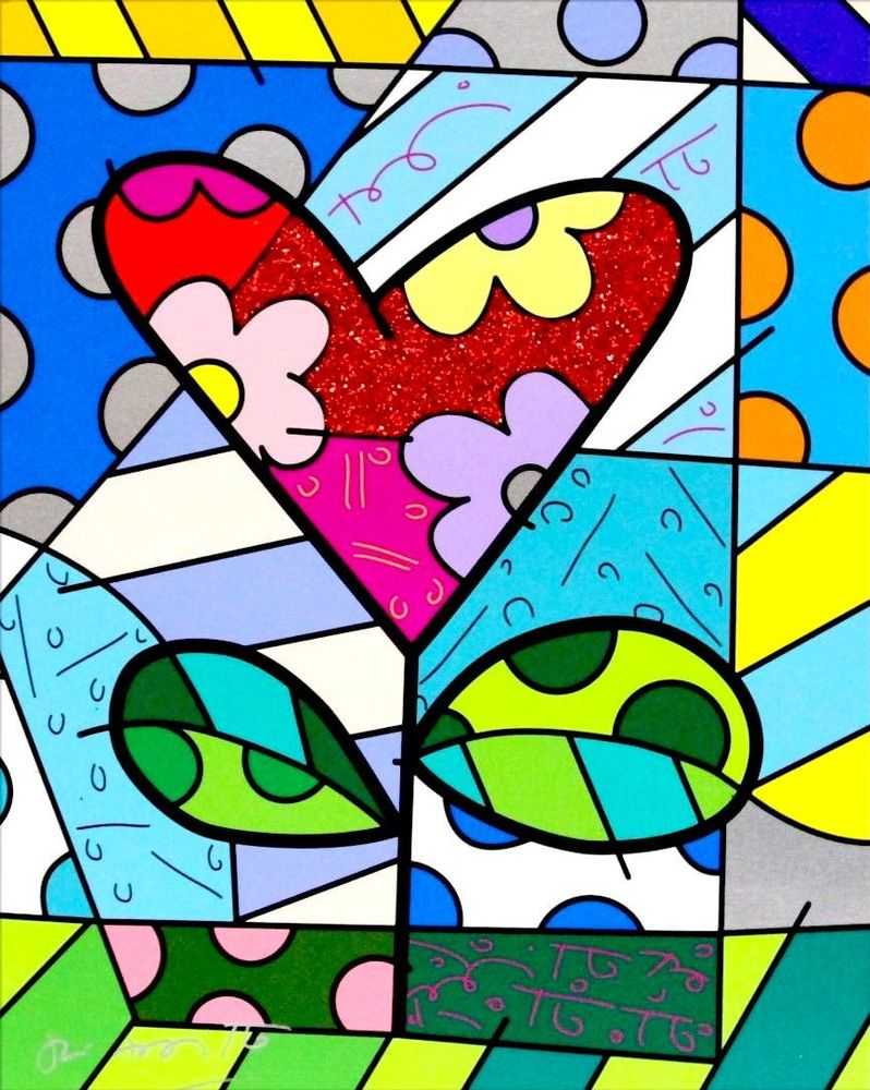 Romero Britto, ‘Love Blossoms’, 2022, Print, Digital print on canvas with BRITTO®️ Diamond Dust hand embellishments, BRITTO®️ Studios, Handfinished