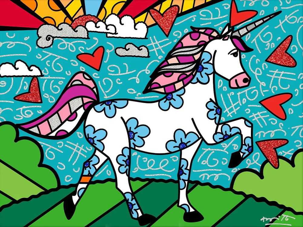 Romero Britto, ‘Magic (Unicorn)’, 2021, Print, Digital print on canvas with BRITTO®️ Diamond Dust hand embellishments, BRITTO®️ Studios, Handfinished