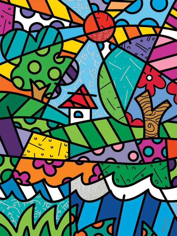Romero Britto, ‘On the Hill’, 2022, Print, Digital print on canvas with BRITTO®️ Diamond Dust hand embellishments, BRITTO®️ Studios, Handfinished