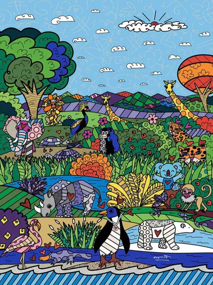 Romero Britto, ‘Wildlife Alliance’, 2021, Print, Digital print on canvas with BRITTO®️ Diamond Dust hand embellishments, BRITTO®️ Studios, Handfinished