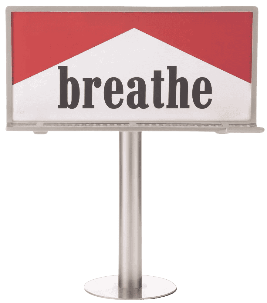 Ron English, ‘Breathe Mini Billboard’, 29-08-2012, Sculpture, Pigment print in colours housed within cast metal billboard, Popaganda, Numbered