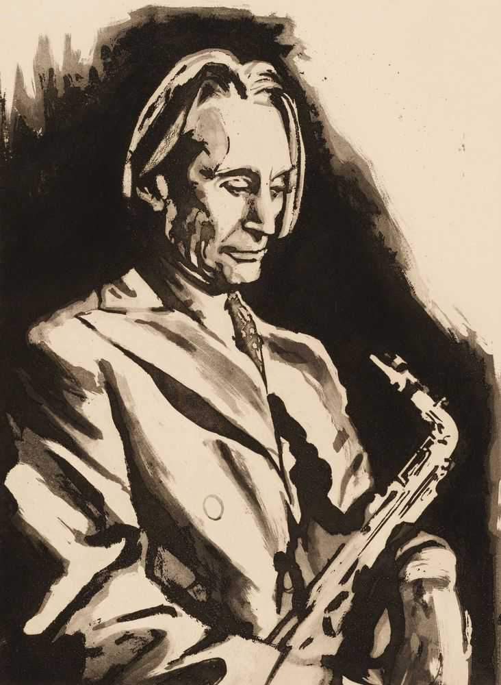 Ronnie Wood, ‘Charlie With Saxophone’, 1991, Print, Etching on a stunning archival-standard cream paper made from 100% cotton for an authentic heritage feel, null, Numbered
