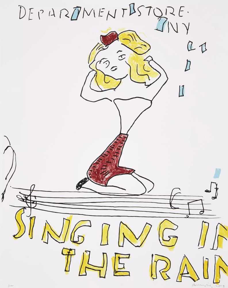 Rose Wylie, ‘Singing In The Rain’, 2019, Print, lithograph with screenprint in colours on 410gsm Somerset Tub Satin wove, null, Numbered