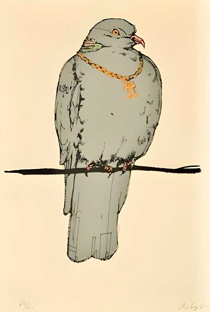 Sage Vaughn, ‘Pigeon’, 2008, Print, Screen Print, Corey Helford Gallery, Handfinished