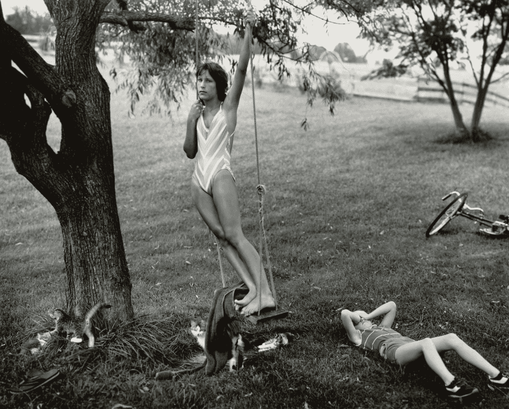 Sally Mann, ‘Rhonda on Swing with Kittens (At Twelve)’, 1985, Print, Silver gelatin print, null, Numbered, Dated