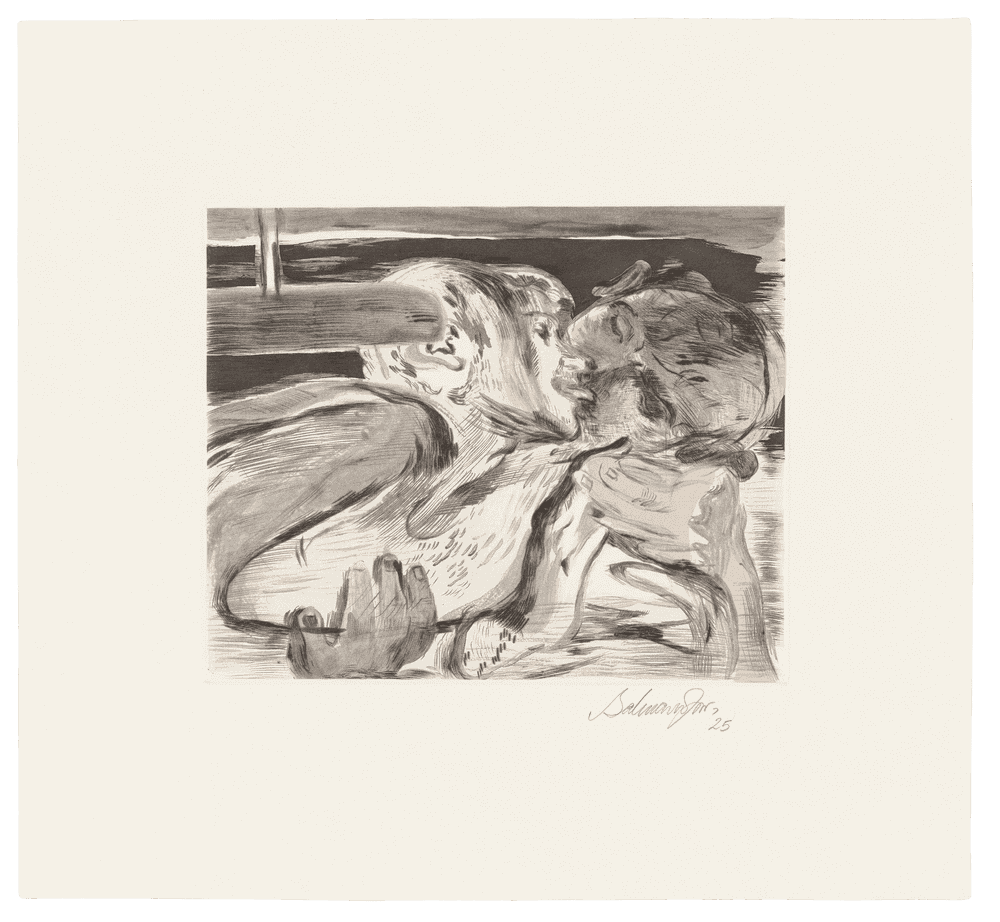 Salman Toor, ‘Backseat’, 2025, Print, Intaglio in 2 colours on Arches En Tout Cas paper, null, Numbered, Dated