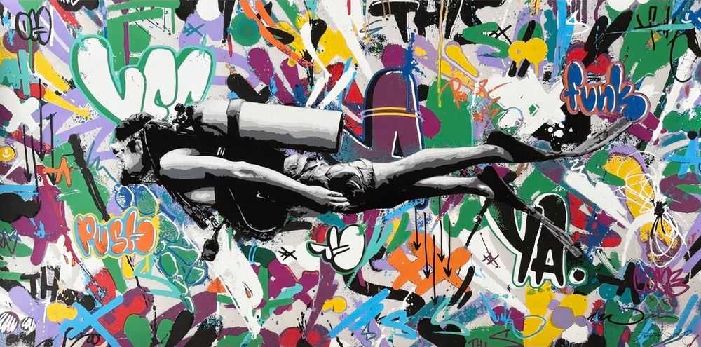 Martin Whatson, ‘Scuba Diver Rotate Unique 1/1’, 2023, Print, Giclee with 19 colour screen print on 300 gsm Somerset satin paper, null, Numbered, Dated