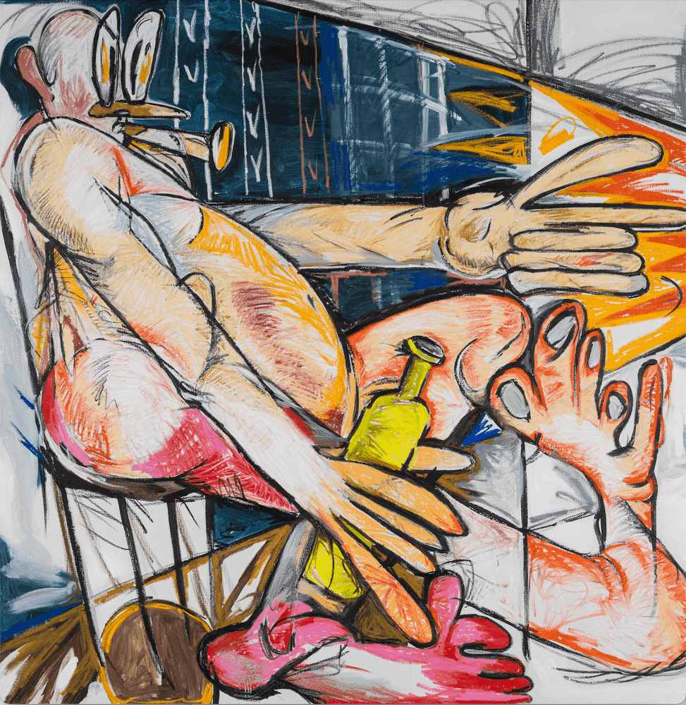 Ksenia Pasyura, ‘Dinner 2’, 2024, Original, Acrylic and oil stick on canvas, null, 