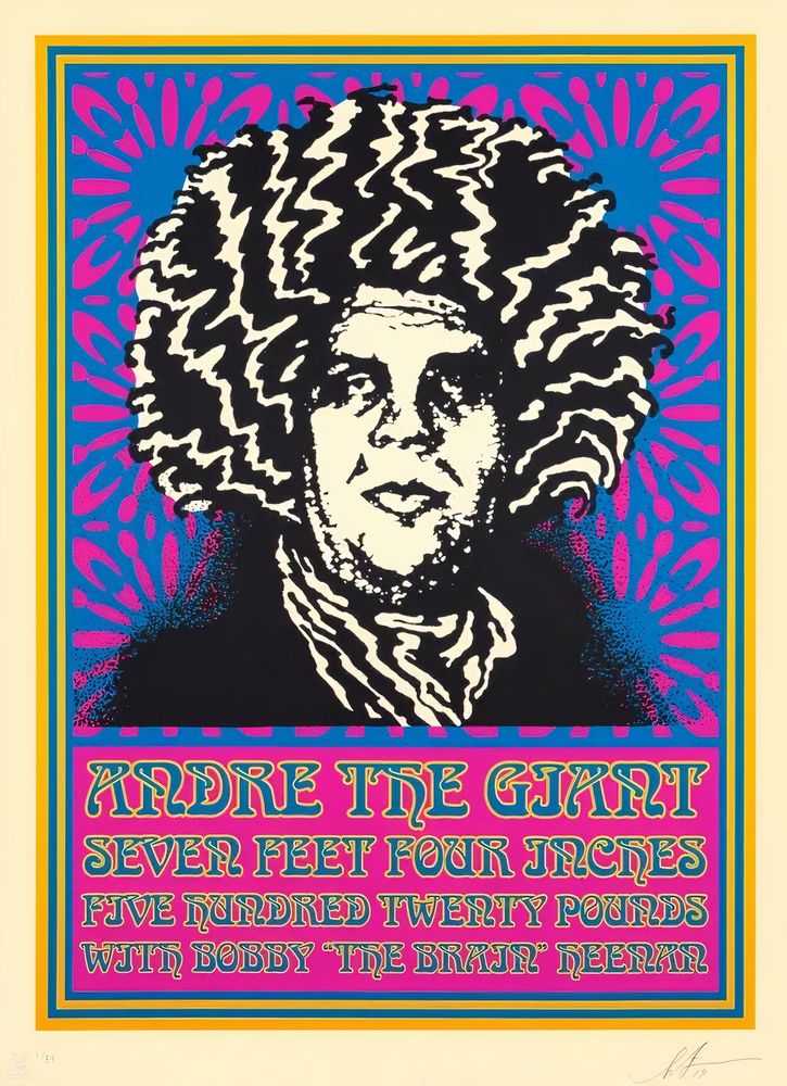 Shepard Fairey (Obey), ‘Andre Psychedelic (Large Format)’, 2019, Print, Screenprint on 100% hand torn cotton paper with deckled edges, Self-released, Numbered, Dated