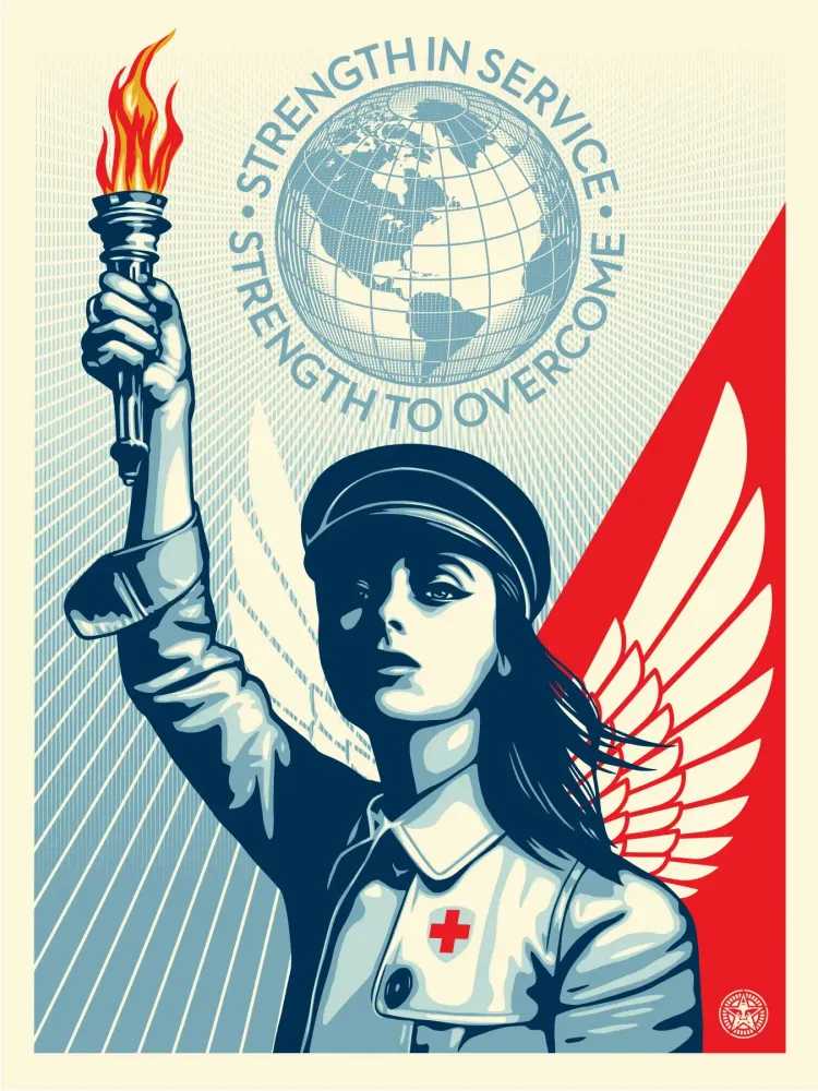 Shepard Fairey (Obey), ‘Angel Of Hope & Strength’, 2020, Print, Screenprint in colours on speckled paper, Self-released, Numbered, Dated