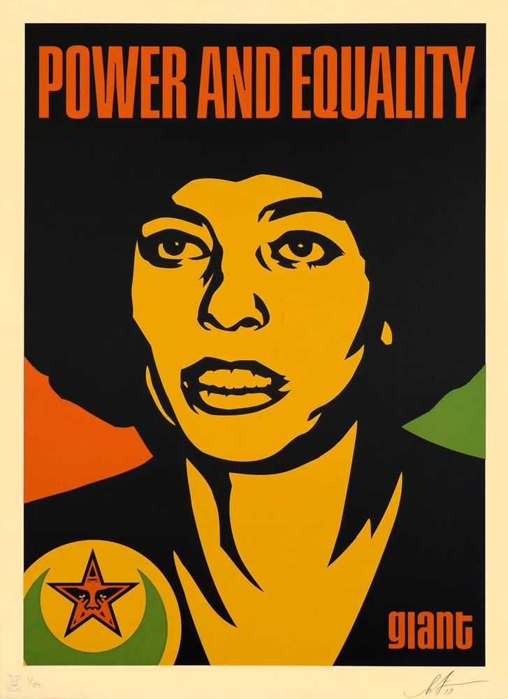 Shepard Fairey (Obey), ‘Angela Nubian (Large Format)’, 2019, Print, Screenprint on 100% hand torn cotton paper with deckled edges, Self-released, Numbered, Dated