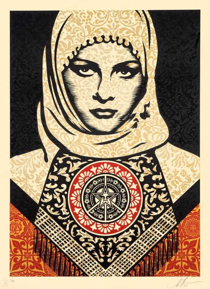 Shepard Fairey (Obey), ‘Arab Woman (Large Format)’, 2019, Print, Screenprint on 100% hand torn cotton paper with deckled edges, Self-released, Numbered, Dated