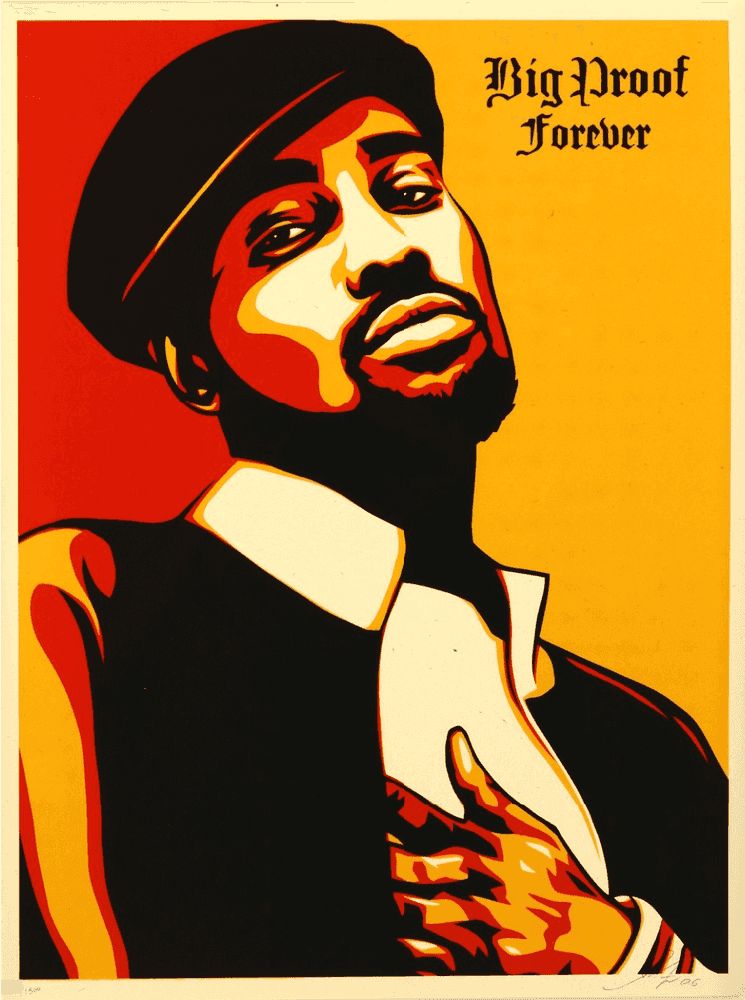 Shepard Fairey (Obey), ‘Big Proof Forever’, 2006, Print, Screenprint in colours on speckled cream paper, Self-released, Numbered, Dated