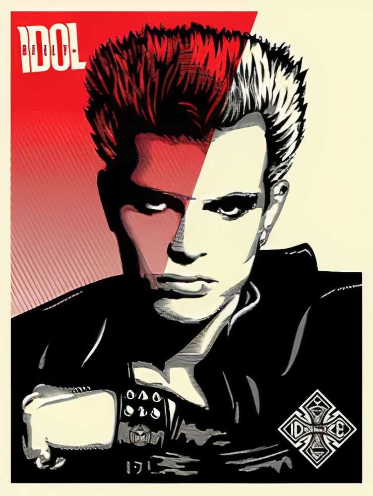 Shepard Fairey (Obey), ‘Billy Idol’, 2008, Print, Screenprint in colours on speckled paper, Self-released, Numbered, Dated