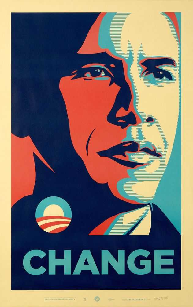 Shepard Fairey (Obey), ‘Change (Barack Obama - 2008)’, 2008, Print, Offset lithograph, Self released, Numbered