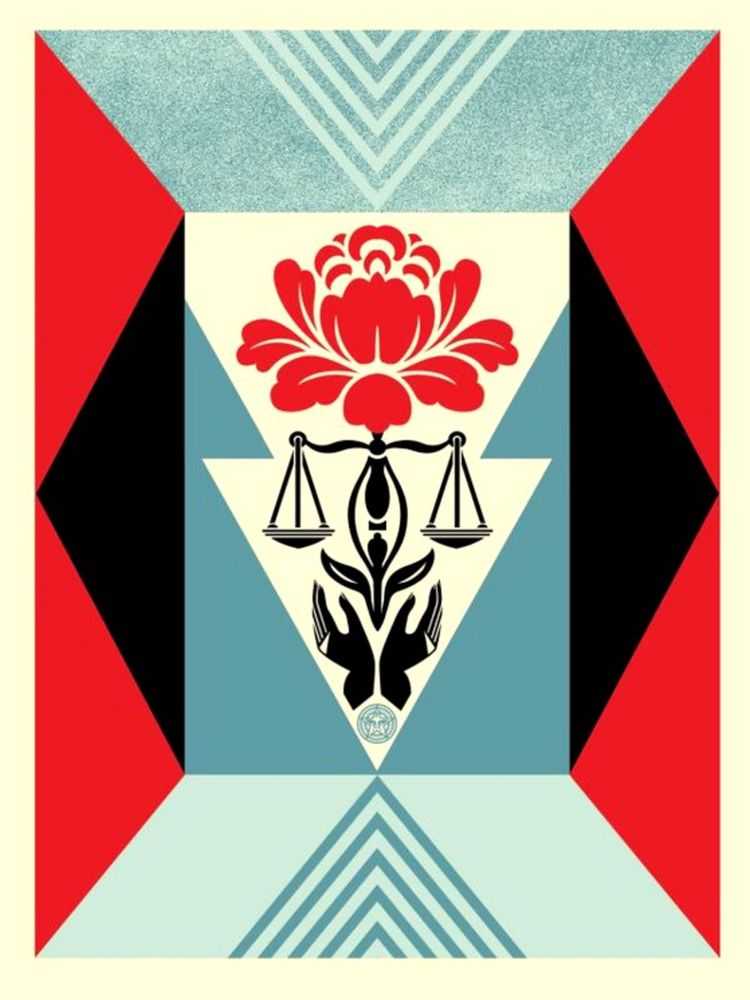 Shepard Fairey (Obey), ‘Cultivate Justice (Red Edition)’, 2021, Print, Screenprint in colours on speckled paper, Self-released, Numbered, Dated