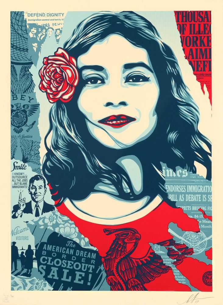 Shepard Fairey (Obey), ‘Defend Dignity (Large Format)’, 2019, Print, Screenprint on 100% hand torn cotton paper with deckled edges, Self-released, Numbered, Dated