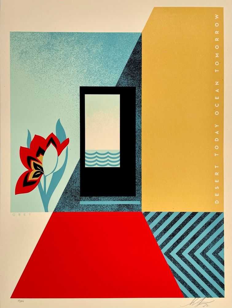 Shepard Fairey (Obey), ‘Desert Today Ocean Tomorrow’, 2022, Print, Screenprint on cream Speckletone paper, null, Numbered, Dated