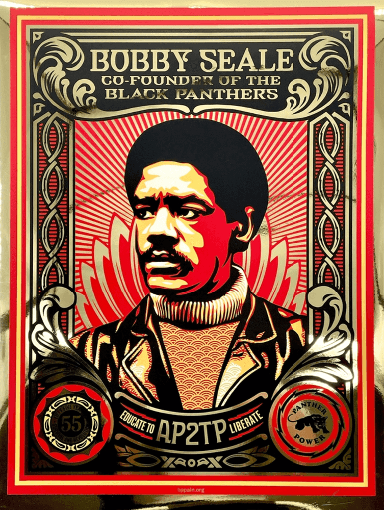 Shepard Fairey (Obey), ‘Educate To Liberate (Gold Foil)’, 2021, Print, 4 colour screenprint on Premium Mirri Gold Foil, AP2TP, Numbered, Dated