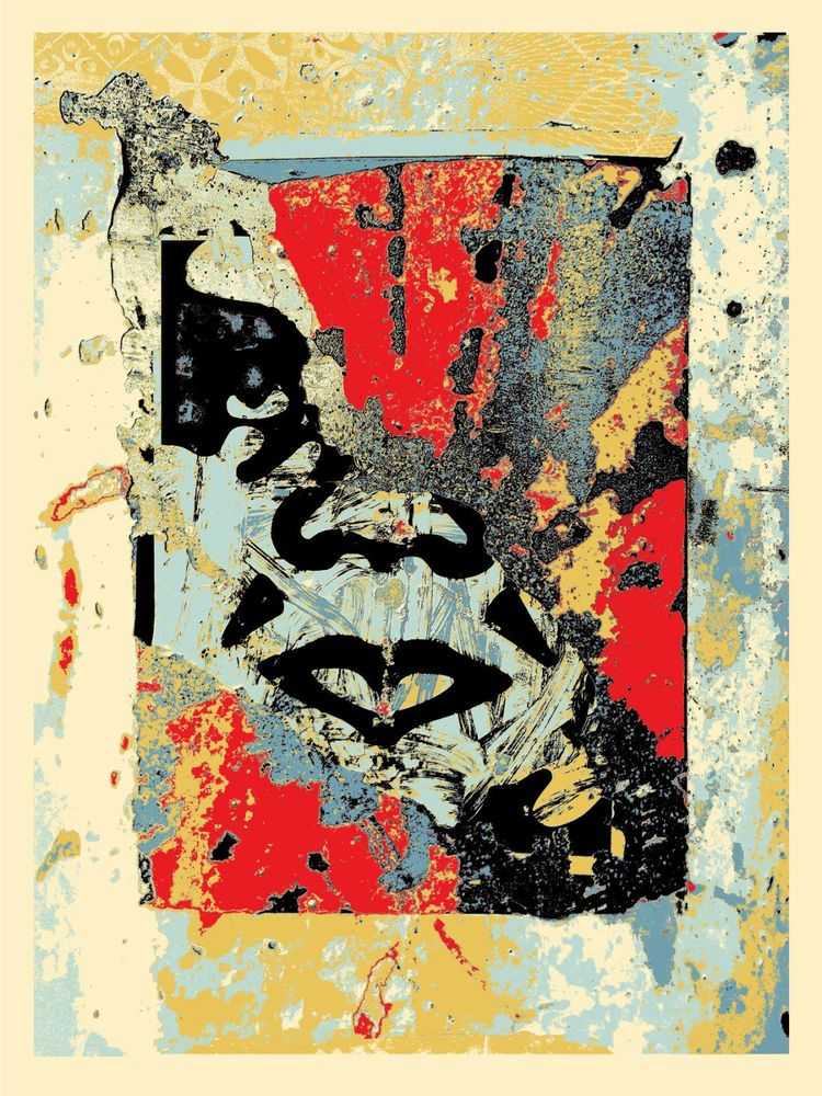 Shepard Fairey (Obey), ‘Enhanced Disintegration (Red)’, 2019, Print, Screenprint in colours on speckled paper, Stolen Space, Numbered, Dated