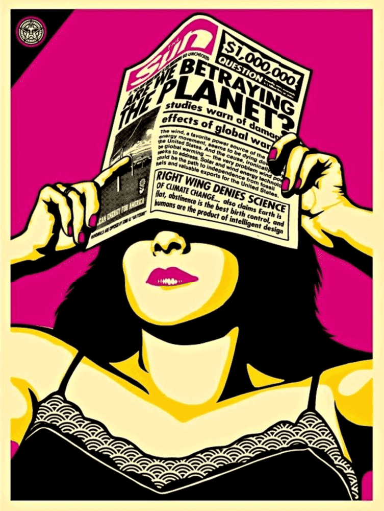 Shepard Fairey (Obey), ‘Global Warning (Pink)’, 2009, Print, Screenprint in colours, Self-released, Numbered, Dated