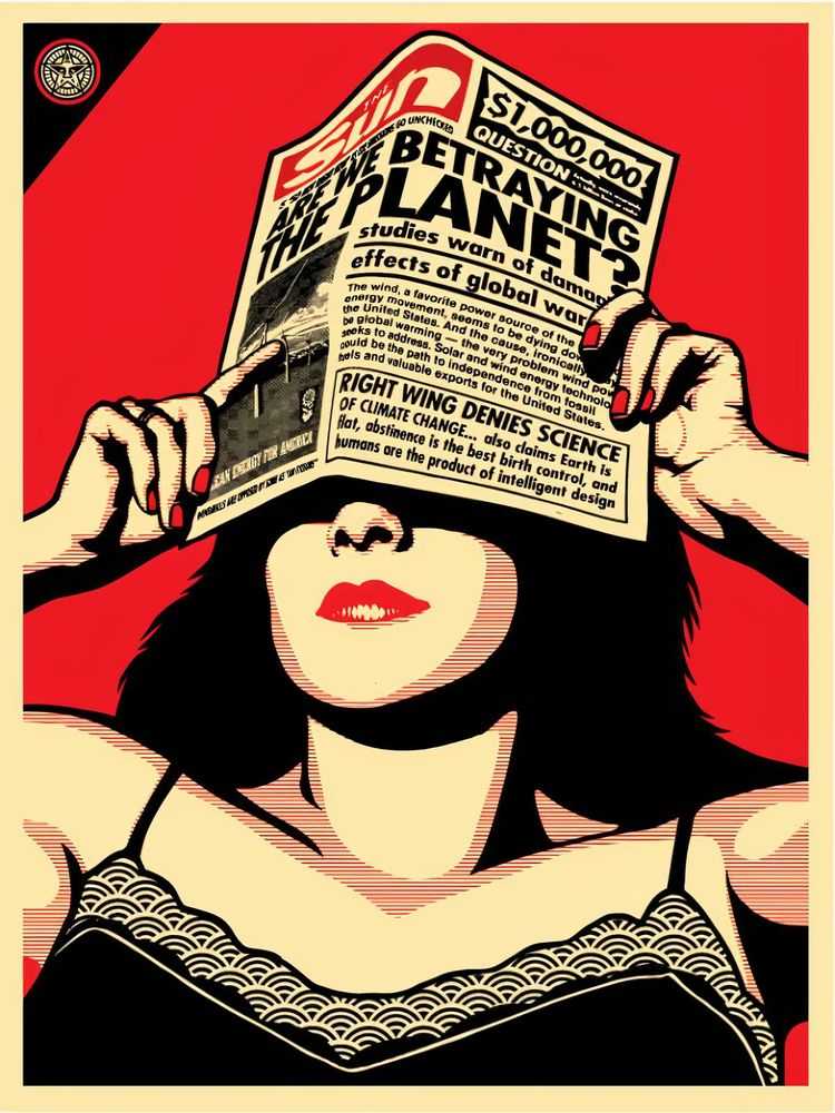 Shepard Fairey (Obey), ‘Global Warning (Red)’, 2009, Print, Screenprint in colours, Self-released, Numbered, Dated