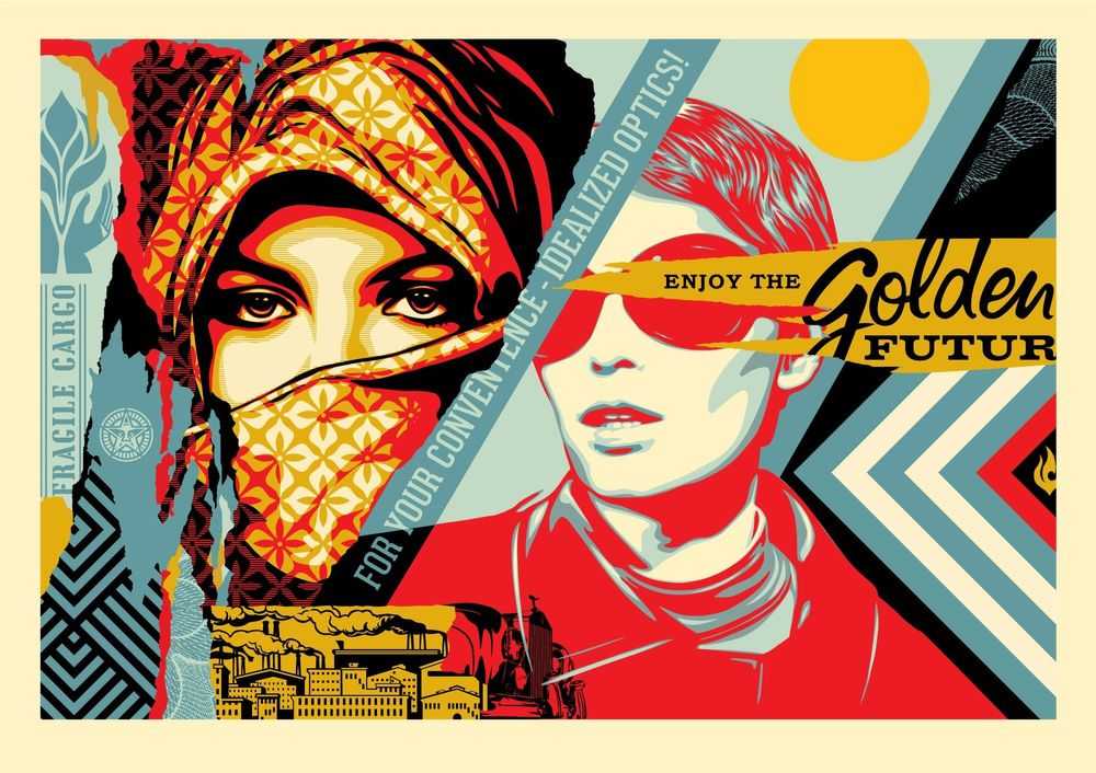 Shepard Fairey (Obey), ‘Golden Future (Large)’, 2018, Print, 100% cotton archival paper with hand-deckled edges, Obey Giant, Numbered