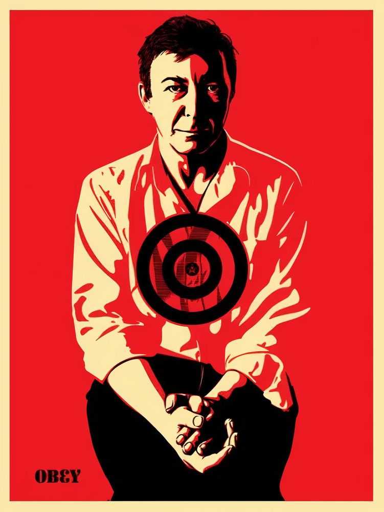Shepard Fairey (Obey), ‘Jasper Johns (Red)’, 2009, Print, Screenprint in colours on speckled paper, Self-released, Numbered, Dated