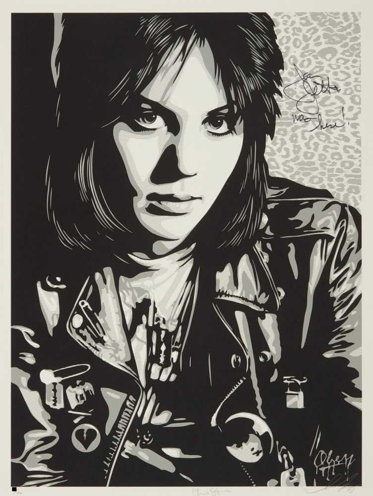 Shepard Fairey (Obey), ‘Joan Jett The Runaway’, 2013, Print, Screenprint on white cover stock, Self-released, Numbered, Dated