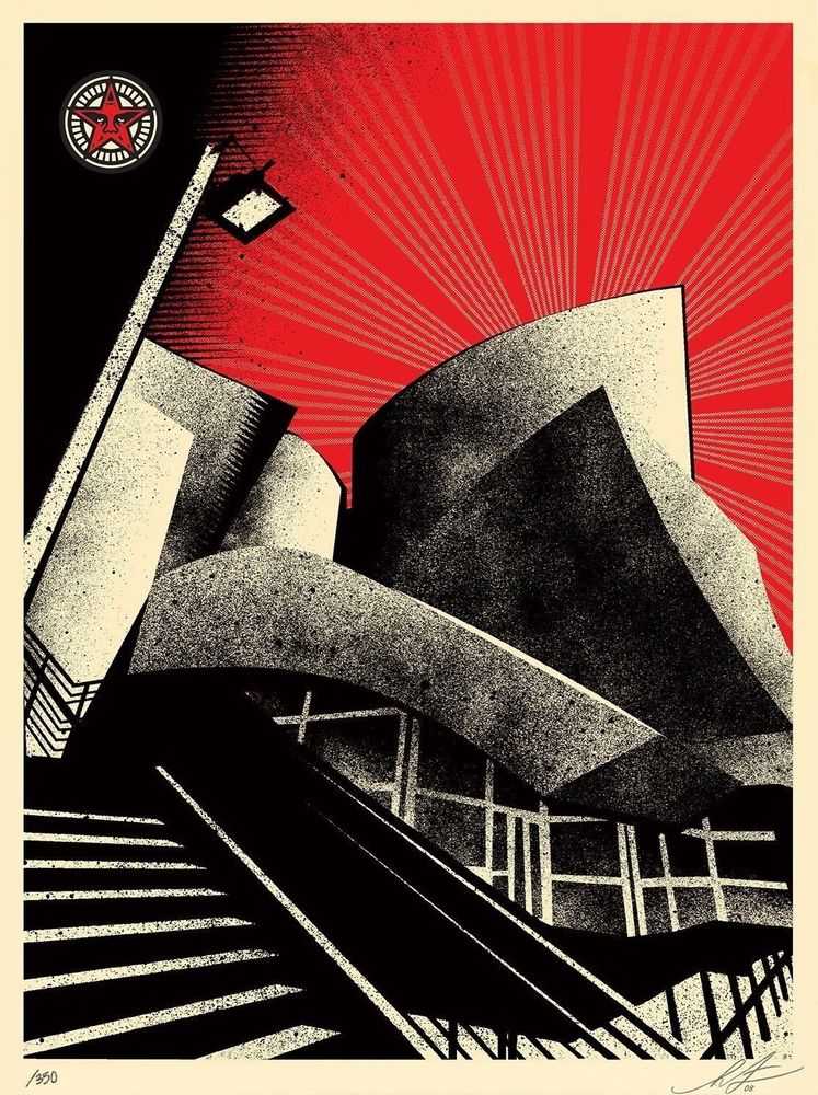 Shepard Fairey (Obey), ‘LA Philharmonic Hall’, 2026, Print, Screen print on 80# cream Speckletone paper, Obey Giant, Numbered