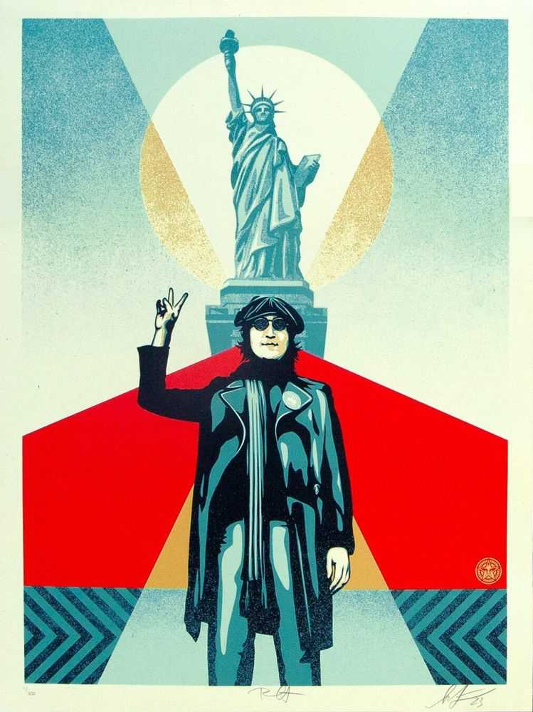Shepard Fairey (Obey), ‘Lennon Peace And Liberty (Red)’, 17-08-2023, Print, Screenprint, Self released, Numbered